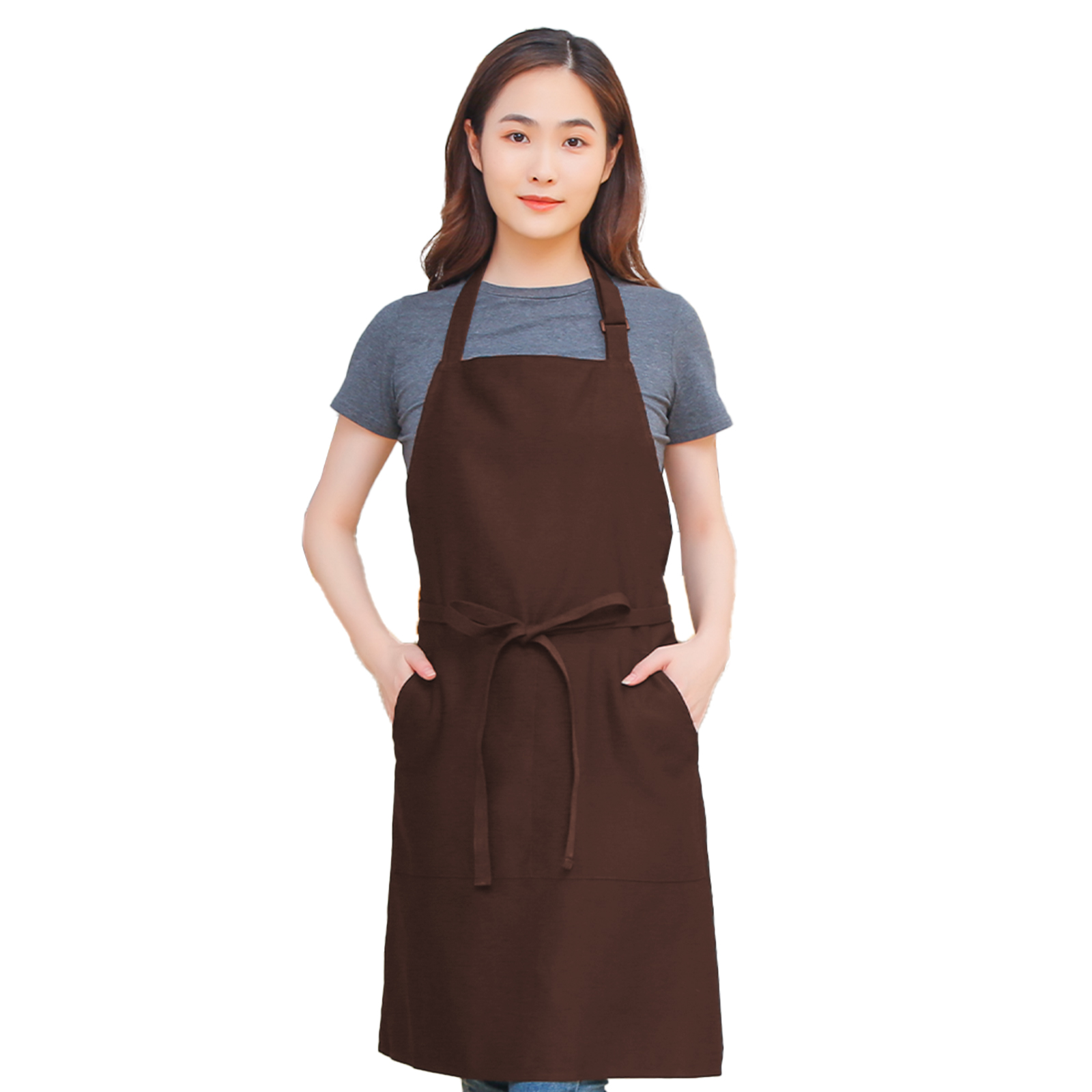 エプロン 黒 首掛け 肩掛け シンプル 長さ調整タイプ 女性用 男性用