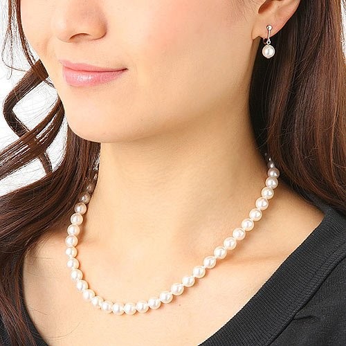 あこや真珠 7.5-8.0mm 2点セット（パールネックレス、パールピアス