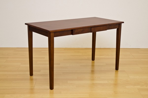 木製テーブル 〔長方形 120cm×60cm〕 引出し2杯付き ホワイト