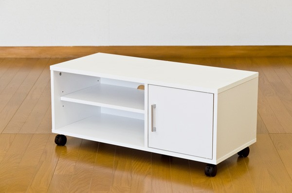 扉付きテレビ台/テレビボード 〔幅80cm/24型〜37型対応〕 ホワイト