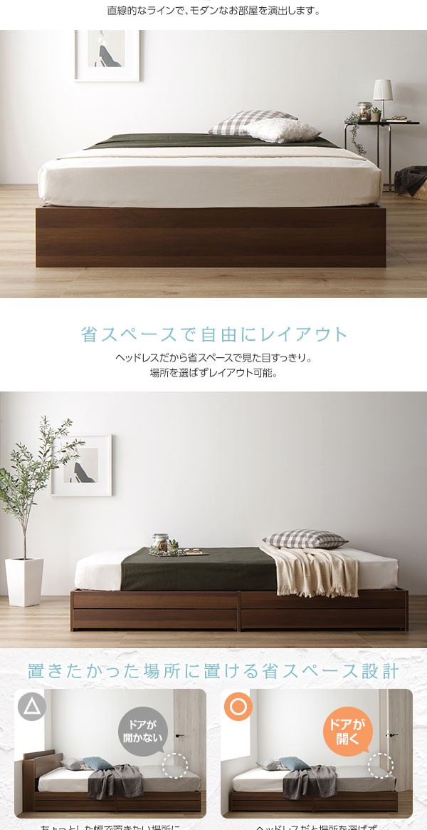 ベッド 収納付き 引き出し付き 木製 省スペース コンパクト ヘッド