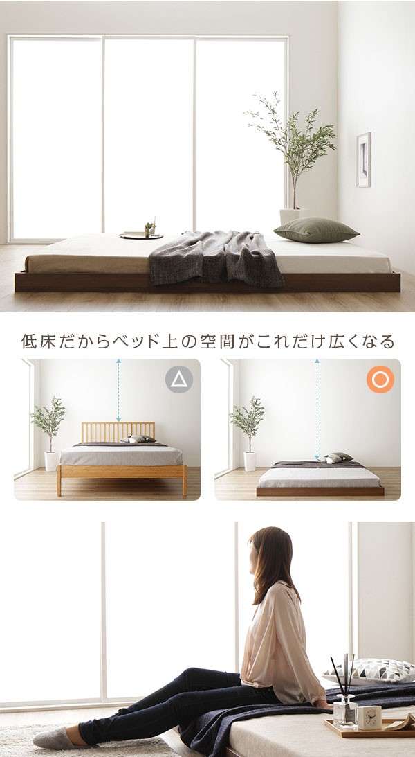 ベッド 低床 ロータイプ すのこ 木製 コンパクト ヘッドレス ベッド 低床 ロータイプ すのこ 木製 コンパクト ヘッドレス