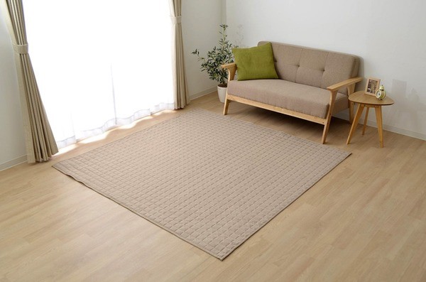 ラグマット/絨毯 〔3畳 ネイビー 約200×250cm〕 長方形 洗える 無地