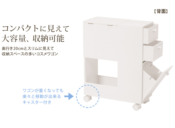 ドレッサー/化粧台 〔ホワイト 幅44×奥行20×高さ57cm〕 キャスター