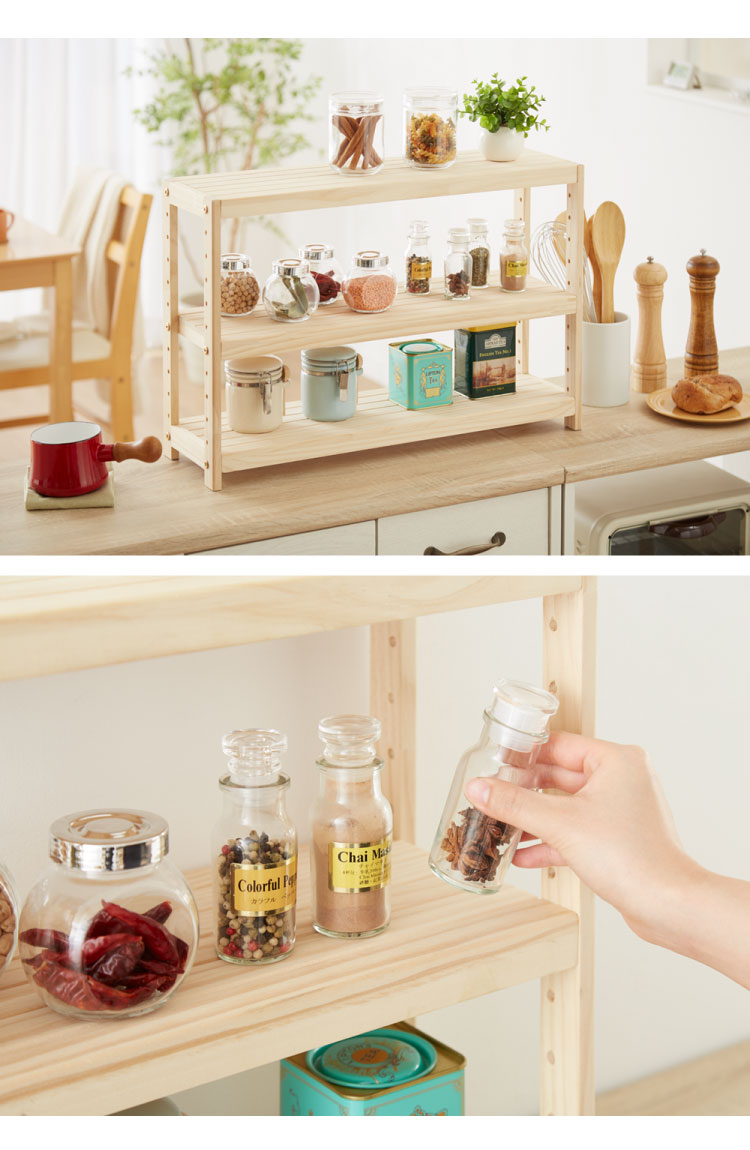 ミニパインラック スパイスラック 幅60cm 奥行18cm 高さ40cm 天然木