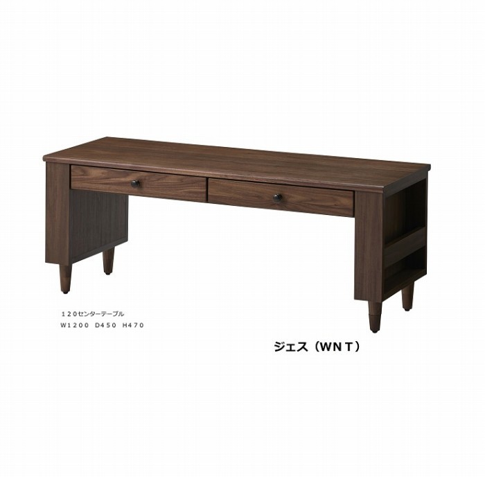 センターテーブル 幅120 奥行45 高さ47cm 突板オーク ウォールナット