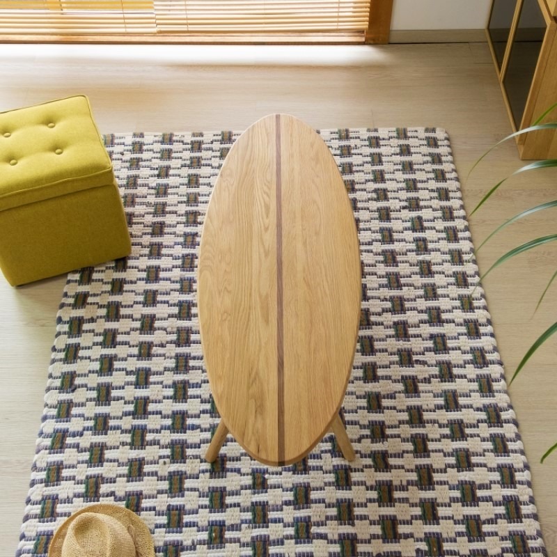 一生紀 テーブル センターテーブル サーフボード型 棚付き リビング