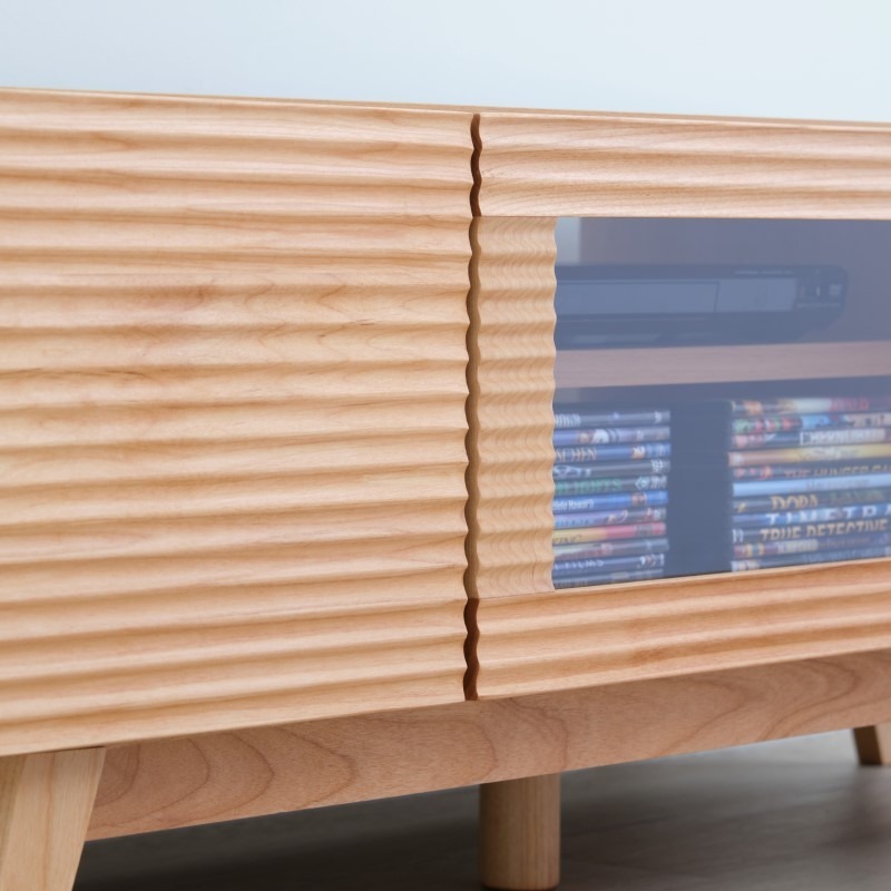 【最終20％値下げ】【日本製・完成品】幅160cm アルダー無垢 テレビボード TV台 ブラウン 伸縮 テレビ台 回転盤付 アルダー前板 幅156〜215cm ダークブラウン