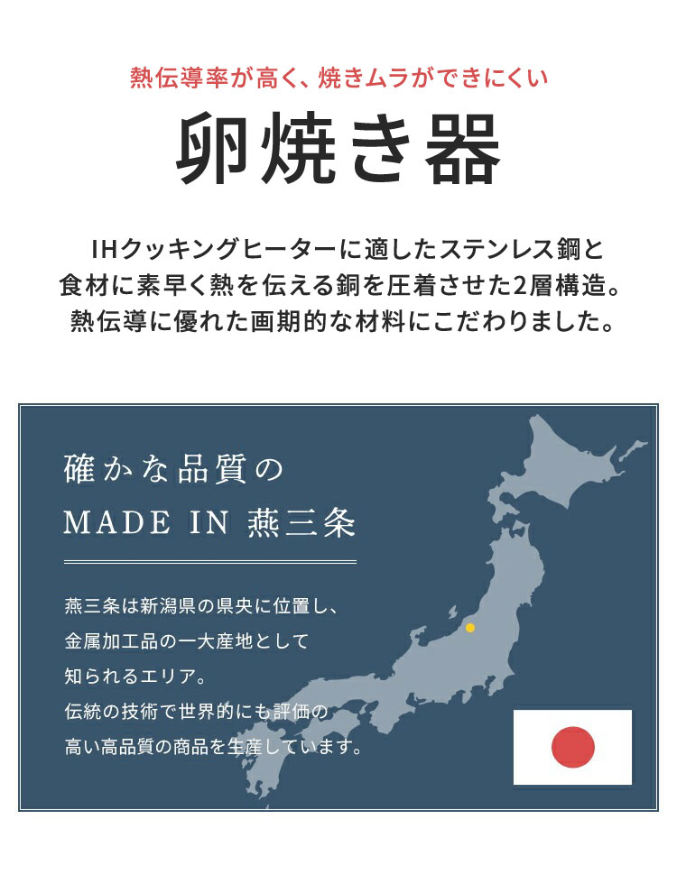 日本製 燕三条 銅の卵焼き器 20年保証 銅製 卵焼き器 IH対応