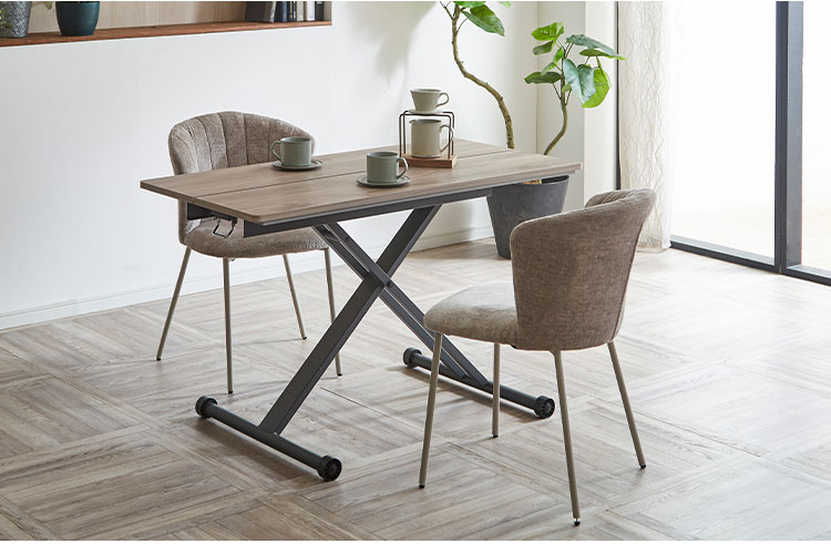 リフトテーブル 昇降式テーブル 幅120cm メラミン天板 高さ調節 ロー