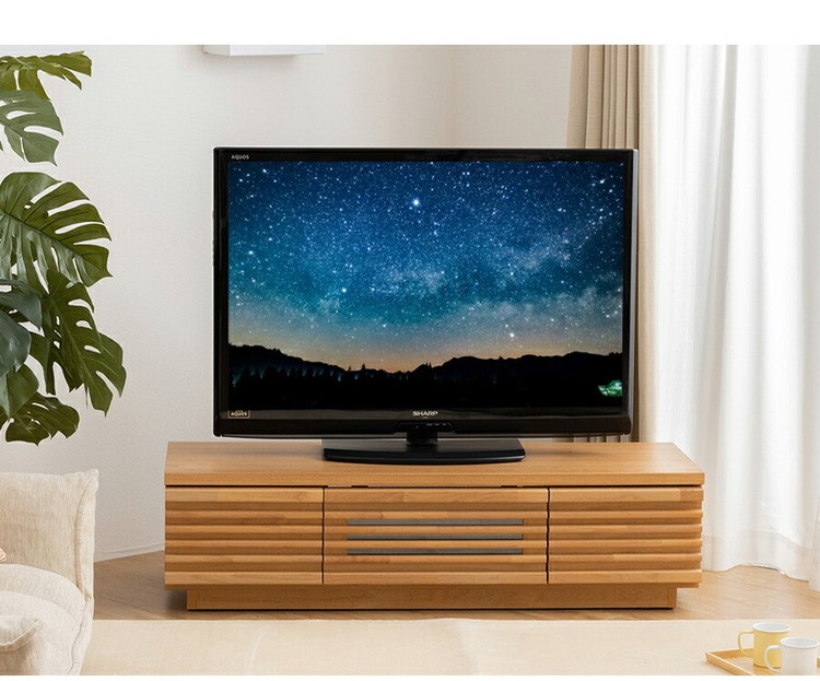完成品 国産 格子状 テレビ台 幅120cm 天然木 テレビボード TVボード 