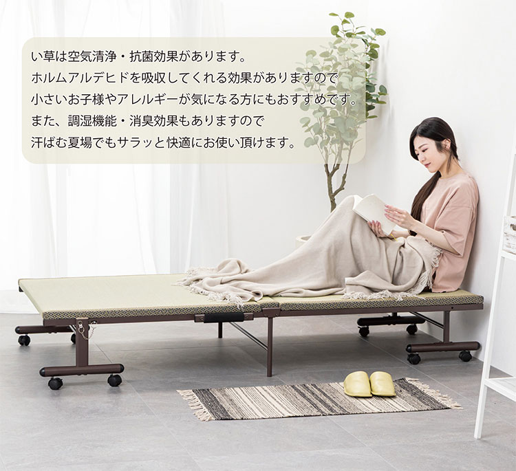 折りたたみ畳ベッド い草の香る シングルベッド 天然い草使用 折り畳み
