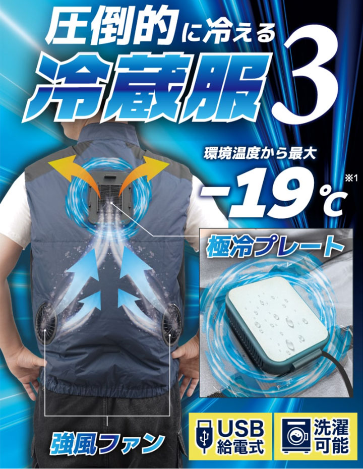 モバイルバッテリーセット 冷却ベスト ペルチェ式 冷蔵服 空調作業服