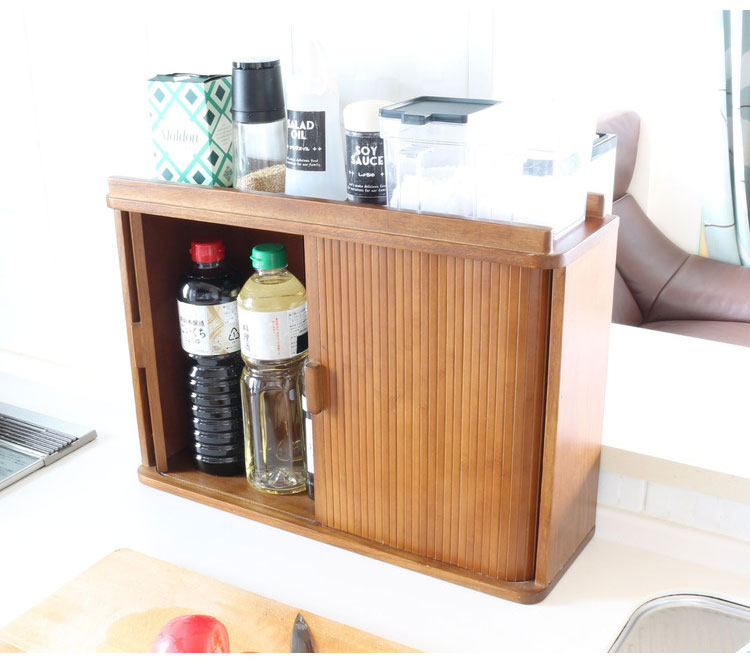 ジャバラ扉式調味料ケース ダークブラウン 卓上 調味料ケース 調味料