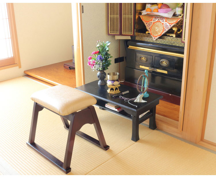 スタッキングできる仏壇前椅子 完成品 天然木 供物台用 経机用 仏壇前