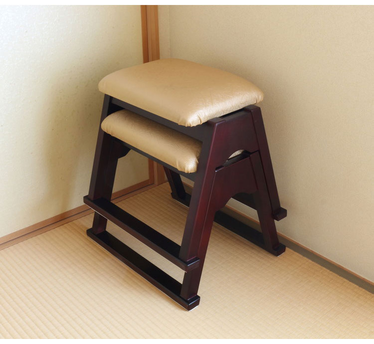 スタッキングできる仏壇前椅子 完成品 天然木 供物台用 経机用 仏壇前