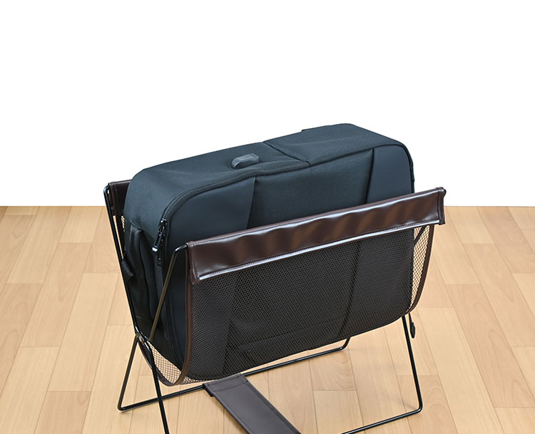 レザー調ハンモック型メッシュバスケット 荷物置き 収納 折りたたみ 省