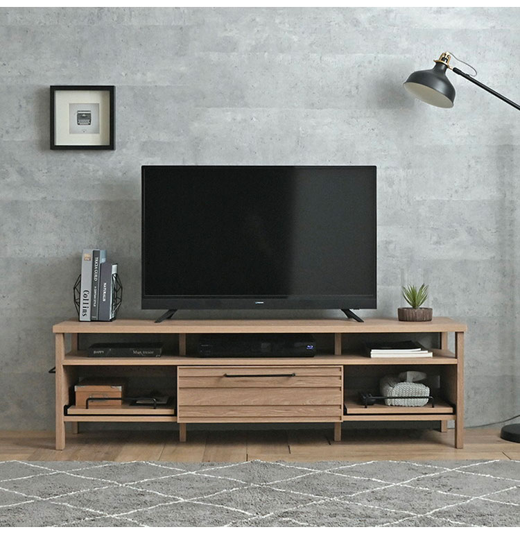 【美品】ローボード テレビ台 TVボード 黒木目調 引き出し付き テレビ台 TVボード ローボード グレーナチュラル テレビボード