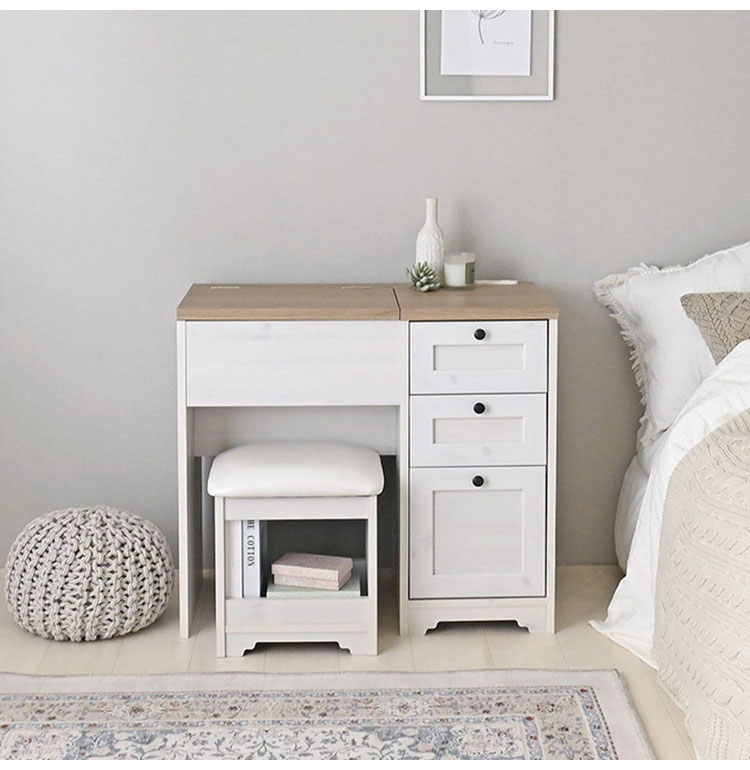 ドレッサー デスク 兼用 ドレッサーデスク ホワイト×グレー コンパクト