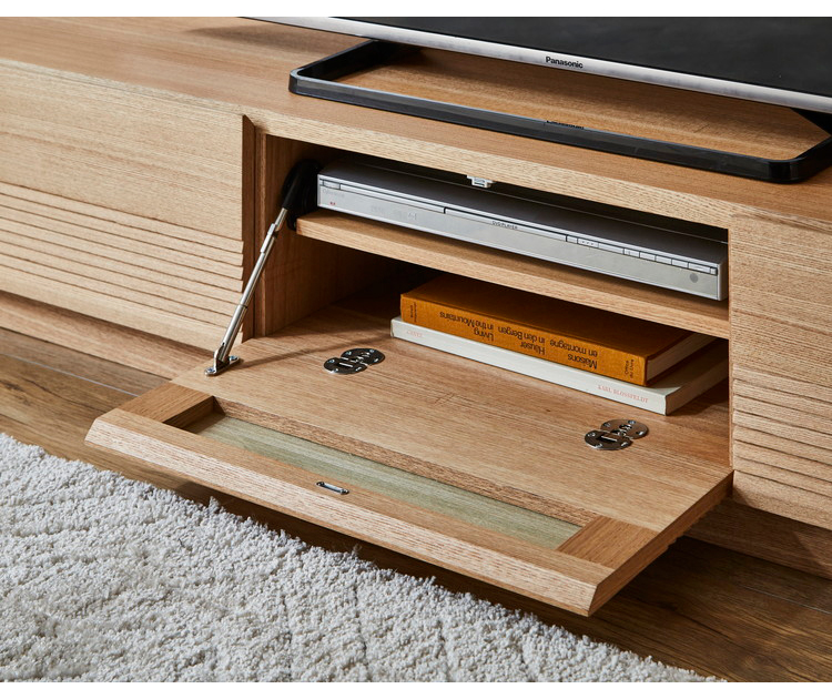 テレビ台 幅200cm 木製 木目調 フルオープンスライドレール付き 可動棚