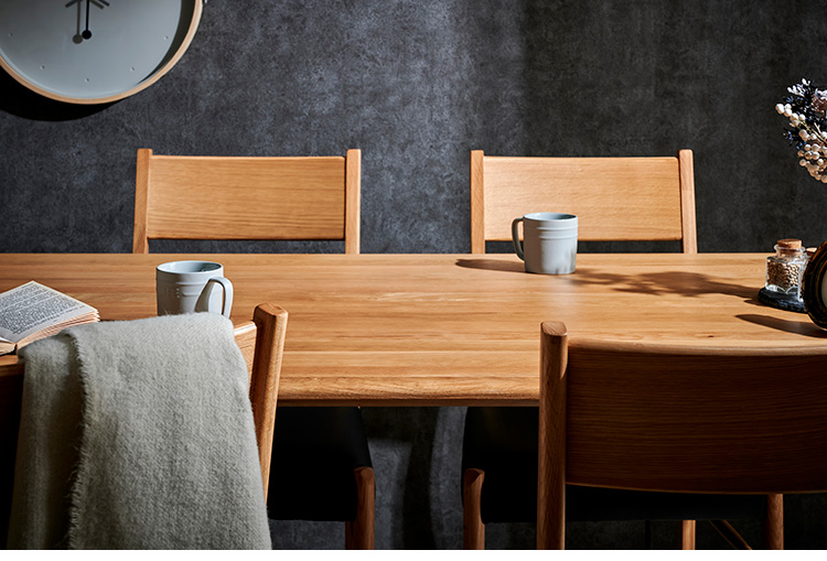 ダイニングテーブル 単品 幅180 オーク無垢材 ブラック ナチュラル 6人