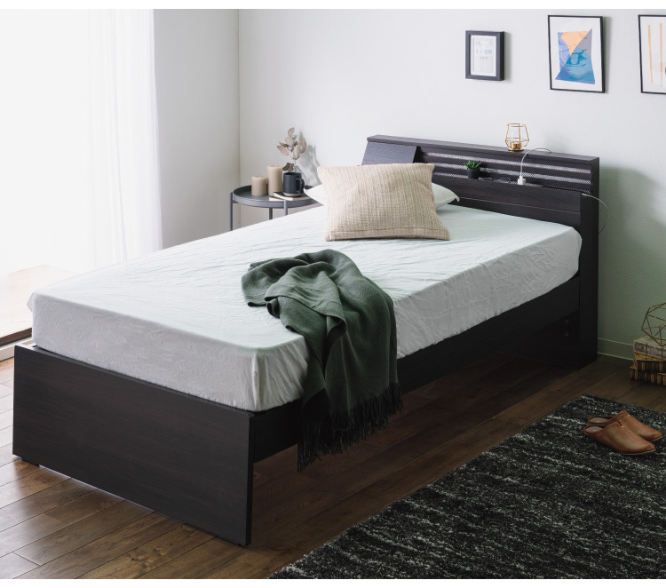 ベッドフレーム 単品 キングサイズ 高さ4段階調整 LEDライト付き 宮