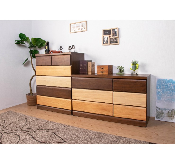 チェスト 幅100cm 奥行40cm 高さ60cm 3段 大川家具 完成品 日本製 ...