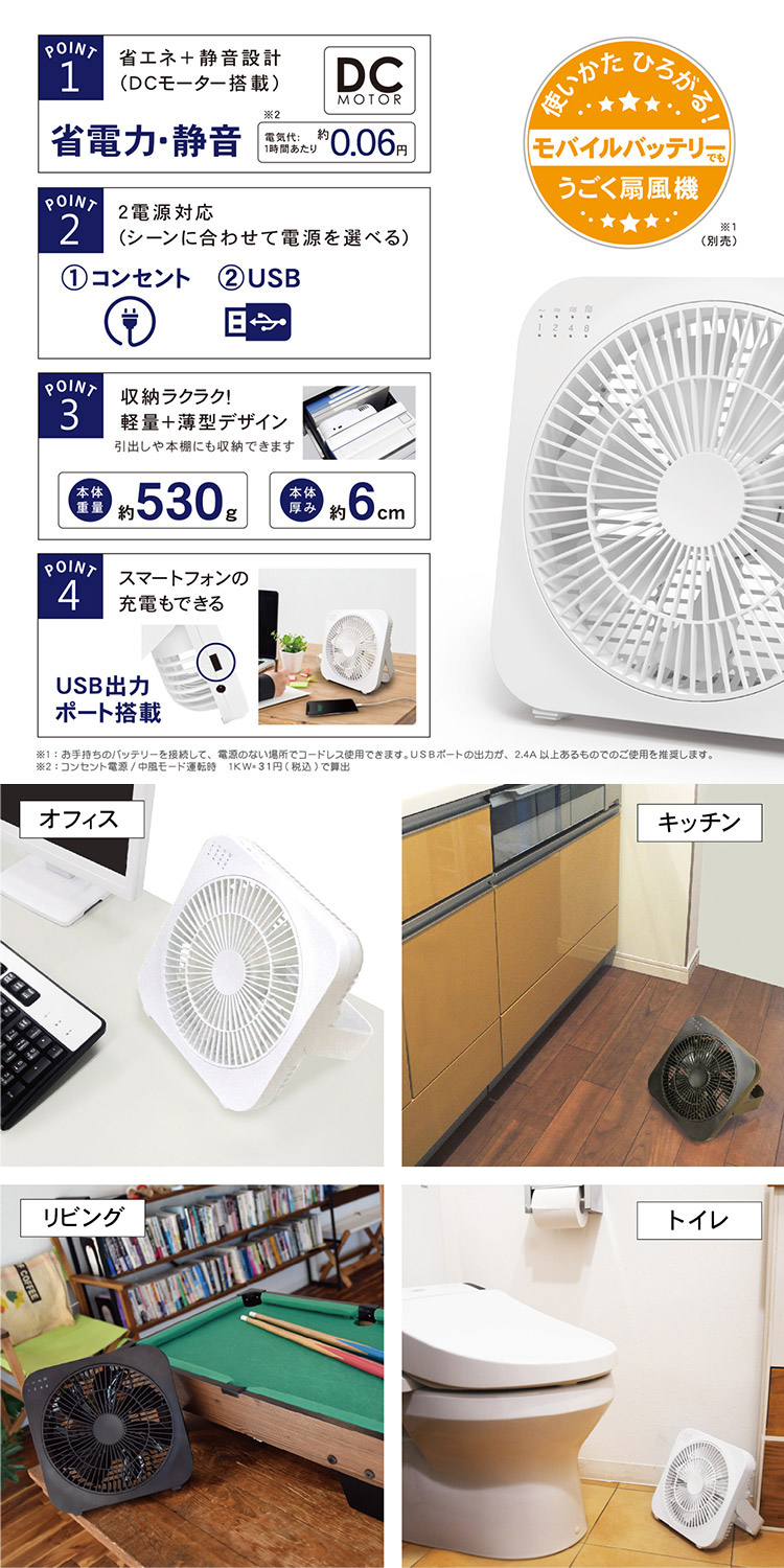トップランド コンパクト扇風機 どこでもFANTASTIC ボックスタイプ SF