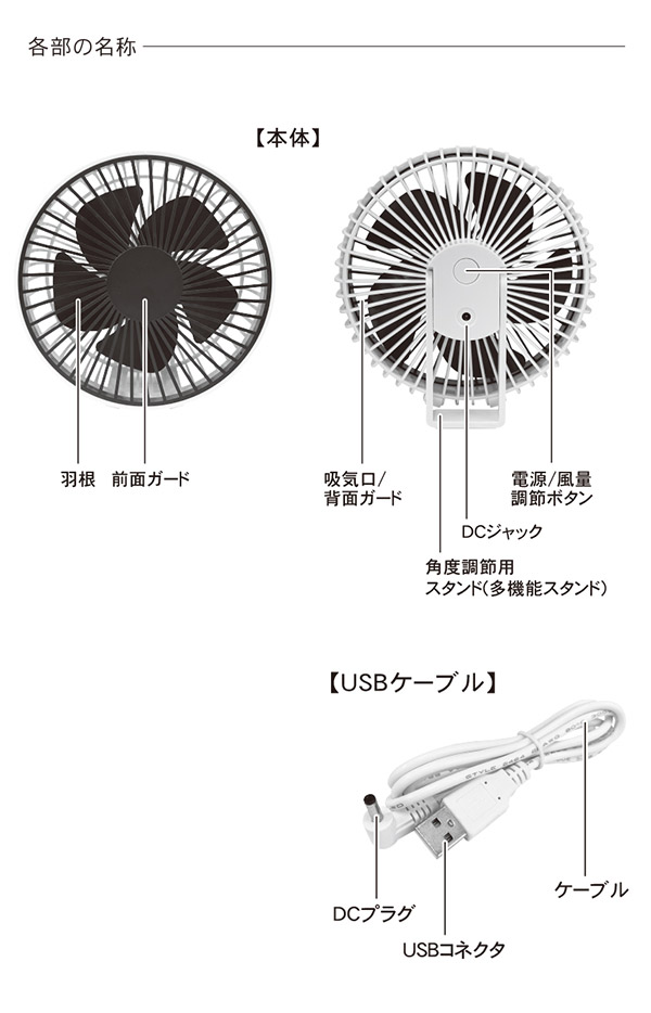トップランド コンパクト扇風機 USBパワフルデスクFAN SF-DK28WT