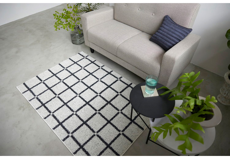 日本製 ラグ 130×185cm 滑り止め オセロ チェック柄 カラーライン