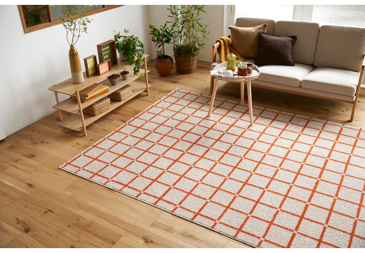 日本製 ラグ 185×240cm 滑り止め オセロ チェック柄 カラーライン