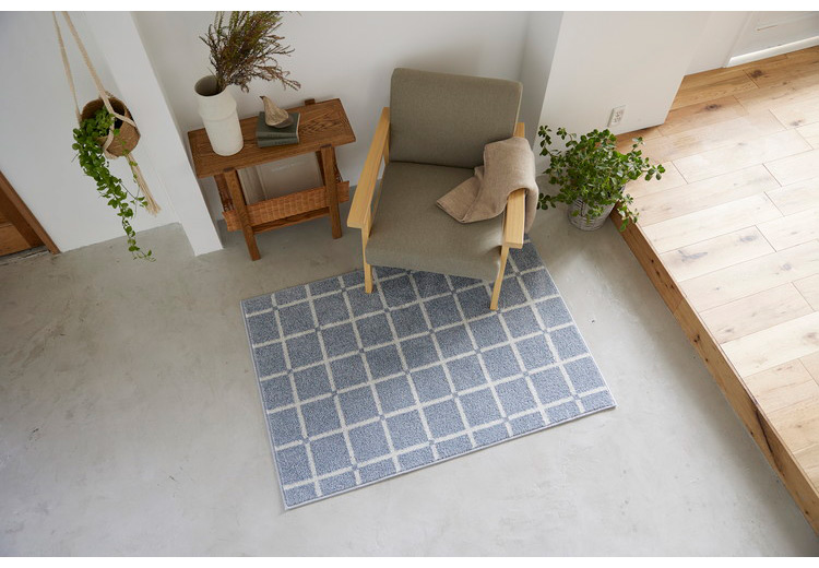 日本製 ラグ 90×130cm 滑り止め オセロ チェック柄 カラーライン