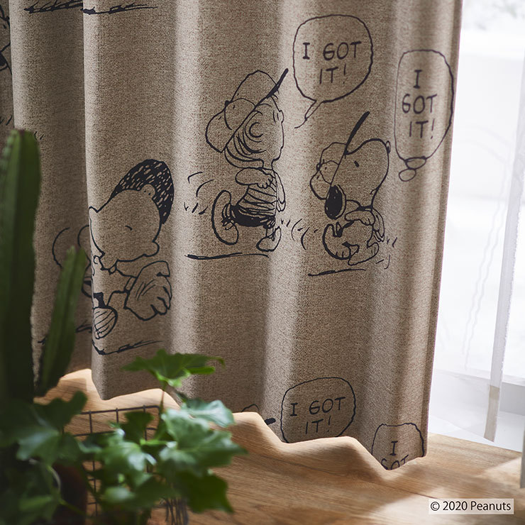 1級遮光カーテン 日本製 スヌーピー SNOOPY I got it アイガットイット ウォッシャブル ベージュ ブラウン 1枚入 代引不可  :6s-p101112:リコメン堂インテリア館 通販 