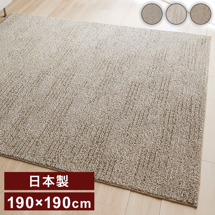 スミノエ RUG むじのラグ 洗える ラグ ソルアイボリー 日本製 ラグ 190×190cm 滑り止め ソル SOL むじのラグ 無地