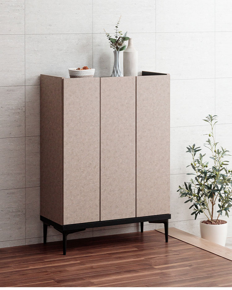 下駄箱 靴箱 国産 日本製 大川家具 幅75cm ロータイプ シューズ