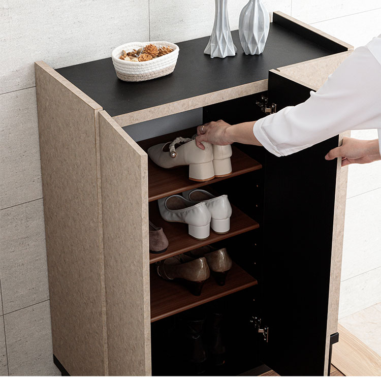 下駄箱 靴箱 国産 日本製 大川家具 幅75cm ロータイプ シューズ