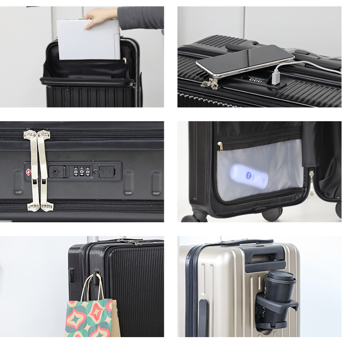【スーツケース】Sサイズ 40L 前開きポケット 機内持込OK USBポート付 7s-ly276-s-001.jpg