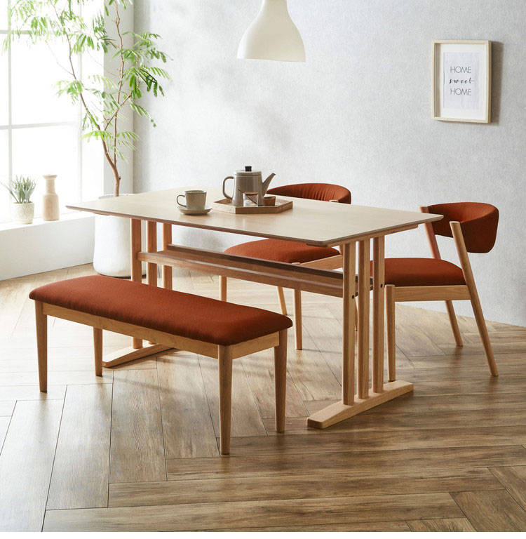 ダイニングベンチ ワッフル 幅105cm 単品 ファブリック ベンチシート 2