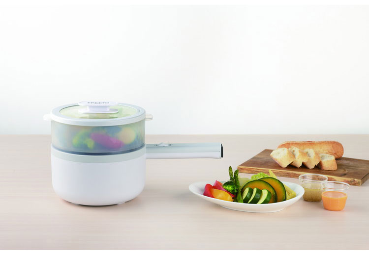 エレットモノ 2way 電気片手鍋&蒸し器 18cm 電気鍋 蒸し器兼用電気片手