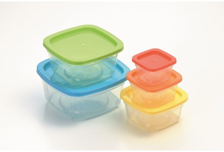ビタプラ 保存容器5pc VP-106 プラスチック 角型 カラフル 透明 電子