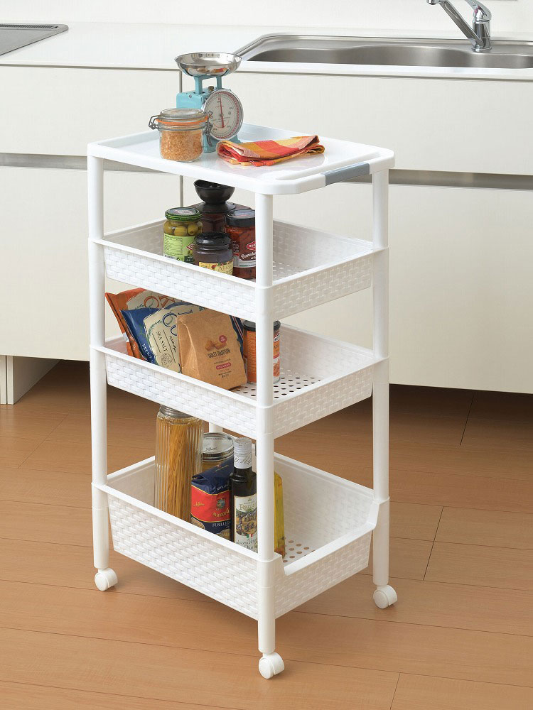 ワイドワゴンラック 4段 幅48cm 収納 ワゴン キャスター付き コロ付き