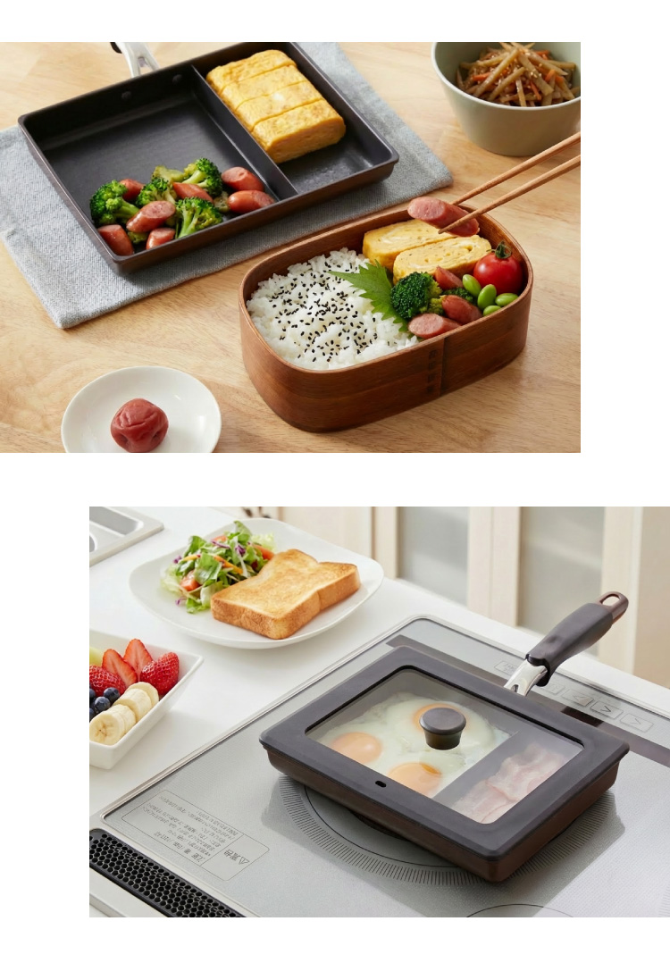 蓋付き ネオモーニングエッグパンIH対応 ガス対応 お弁当 朝食 仕切り