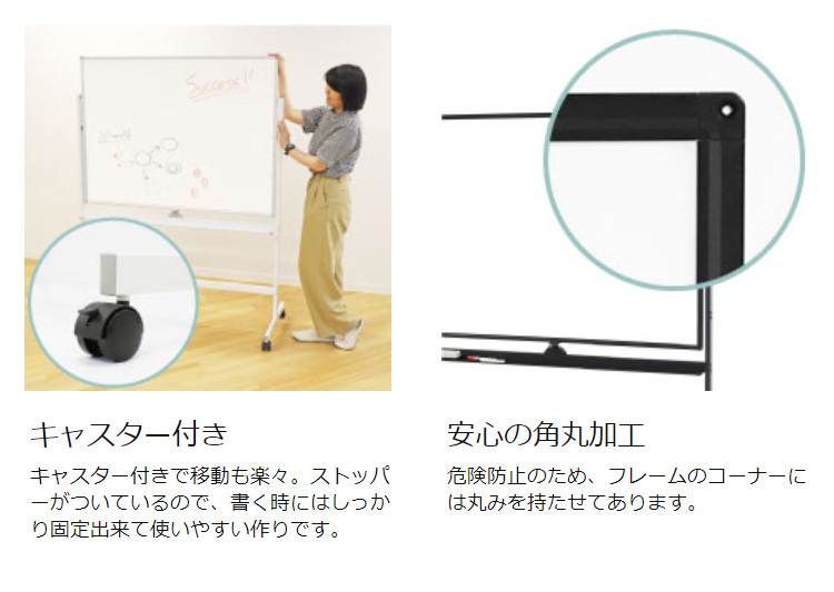 ホワイトボード 脚付 両面 ホーロータイプ 幅128cm 120×90