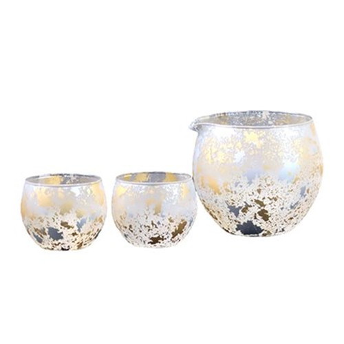 ウチキ 喜箔グラス 一合 酒器セット 金箔・銀箔を使った石川県・山中