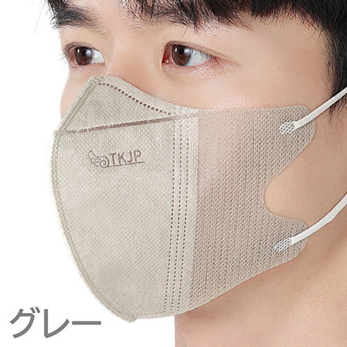 TKJP 3D不織布マスク K21爽快・快適 3000枚 10枚×300袋 グレー k21-gray-3000 代引不可