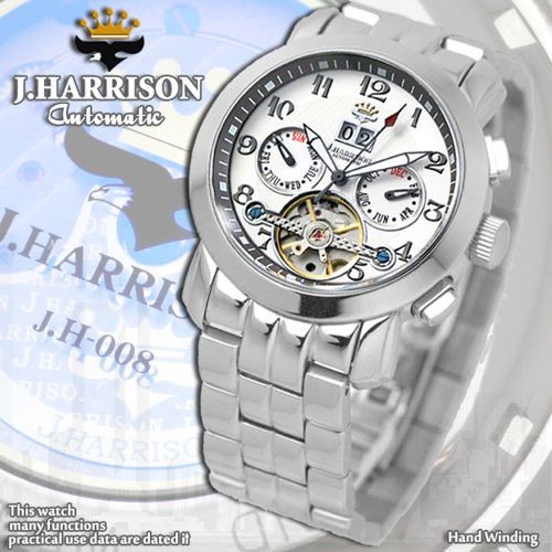 J.HARRISON 多機能付ビッグテンプ自動巻&手巻き JH-008WW 代引不可の