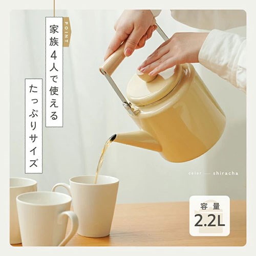 ライズクリエイション ホーロー 2Lケトル 使いやすいやかん 熱伝導が