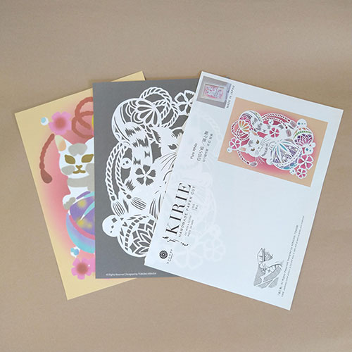 トラストプリンティング 切り絵キット 猫と鞠-A4white-H ハンドメイド