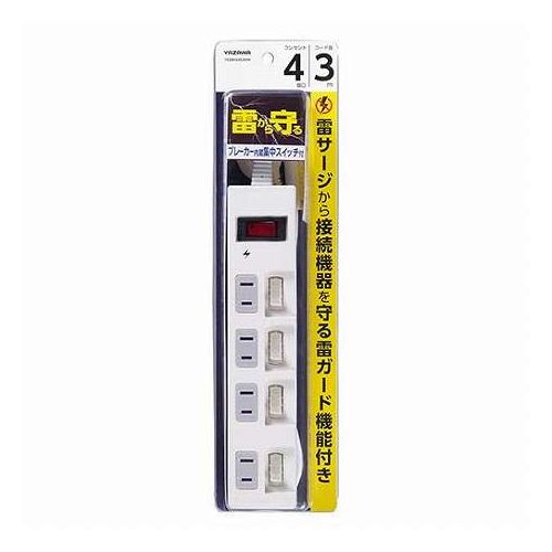 YAZAWA 個別集中スイッチ付節電タップ 4個口 各差込口の電源を個別にON
