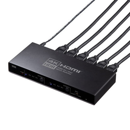 サンワサプライ　HDMI4入力2出力マトリックス切替器SW-HDR42H サンワサプライ 4K・HDR・光デジタル出力付きHDMIマトリックス切替器 4